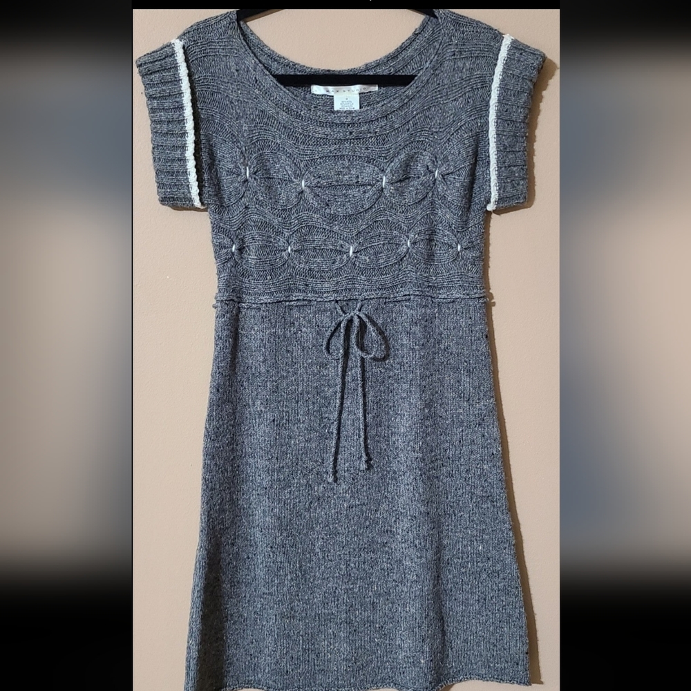 Vintage NWOT Max Studio  40% Wool Gray Sweater Mini Dress Size Medium